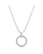 Harbor Luna Pave-Set Circle Paperclip Diamond Fashion Pendant