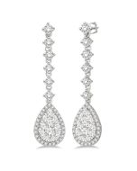 Pear Shape Halo Shine Bright Diamond Long Earrings