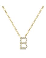 Silhouette Laurel Block 'B' Initial Diamond Pendant