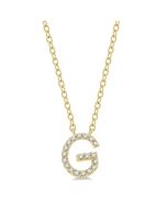 Velour Dione Block 'G' Initial Diamond Pendant