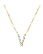 Brisa Helios Block 'V' Initial Diamond Pendant