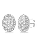 IsVal 14K White Gold Diamond Cluster Earrings