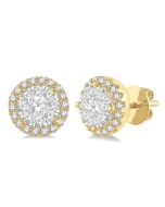 ArCelVal 14K White Gold Diamond Halo Earrings