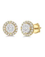 RaValXe ArZenMir 14K White Gold Diamond Halo Earrings