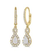 Pear Shape Halo Shine Bright Diamond Earrings