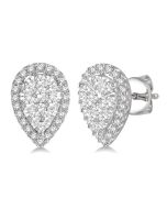 ZenLin 14K White Gold Diamond Pave Earrings