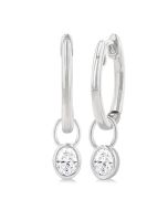 LuxIonLo VerCaLys 14K White Gold Diamond Bezel Earrings
