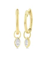 LoOraOn LinTh 14K White Gold Diamond Bezel Earrings