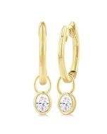 VerNoRa 14K White Gold Diamond Bezel Earrings