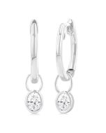 IonArOn 14K White Gold Diamond Bezel Earrings