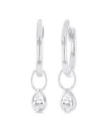 VerLuxIon 14K White Gold Diamond Bezel Earrings