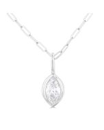 Xanthe Isolde Marquise Shape Bezel Set Paperclip Diamond Fashion Pendant