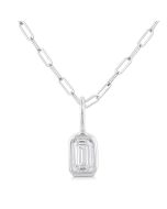 Galatea Sable Emerald Shape Bezel Set Paperclip Diamond Fashion Pendant