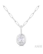 Prairie Minerva Oval Shape Bezel Set Paperclip Diamond Fashion Pendant