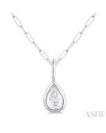 Orion Xenia Pear Shape Bezel Set Paperclip Diamond Fashion Pendant