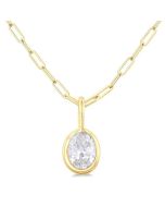 Lysandra Waverly Oval Shape Bezel Set Paperclip Diamond Fashion Pendant