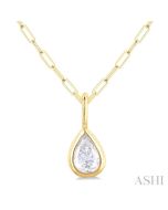 Selene Yew Pear Shape Bezel Set Paperclip Diamond Fashion Pendant