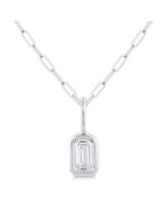 Calypso Nettle Emerald Shape Bezel Set Paperclip Diamond Fashion Pendant