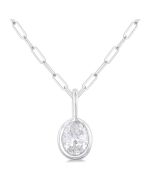 Luna Oval Shape Bezel Set Paperclip Diamond Fashion Pendant