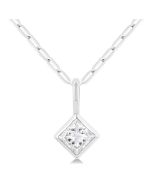 Regalia Quorra Princess Shape Bezel Set Paperclip Diamond Fashion Pendant