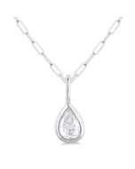 Nerissa Aster Pear Shape Bezel Set Paperclip Diamond Fashion Pendant