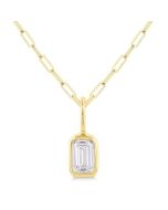 Poppy Thorn Emerald Shape Bezel Set Paperclip Diamond Fashion Pendant