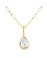 Solstice Evergreen Pear Shape Bezel Set Paperclip Diamond Fashion Pendant