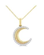Wynn Oleander Fluted Crescent Moon Diamond Fashion Pendant