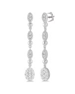 Oval Shape Shine Bright Diamond Long Earrings