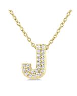Bubble 'J' Initial Diamond Pendant