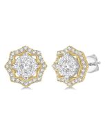 NoLoLys 14K White Gold Diamond Halo Earrings