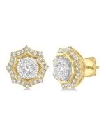 Round Shape Halo Shine Bright Diamond Fashion Earrings