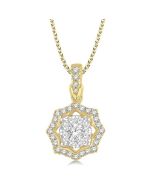 Fen Sable Round Shape Halo Shine Bright Diamond Fashion Pendant