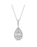 Pear Shape Halo Fusion Diamond Pendant