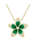 Sable Pear Shape Floral Gemstone & Diamond Pendant