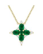 Wisteria Oval Shape Floral Gemstone & Diamond Pendant