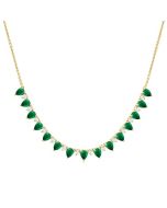 Clover Pear Shape Gemstone & Diamond Tennis Necklace