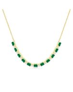 Ivy Emerald Shape Gemstone & Diamond Tennis Necklace
