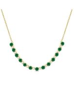 Clover Round Shape Gemstone & Diamond Tennis Necklace