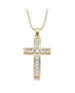 Sabine Majesty Channel Set Cross Diamond Fashion Pendant