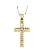 Dione Ophelia Channel Set Cross Diamond Fashion Pendant