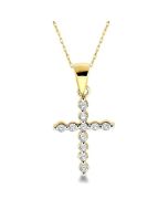 Umber Cypress Cross Petite Diamond Fashion Pendant