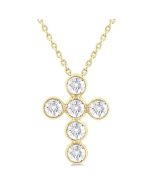 Sabine Quill 6 Stone Bezel Cross Diamond Fashion Pendant