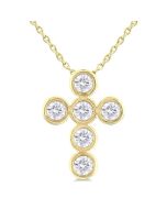 Juniper Imperial 6 Stone Bezel Cross Diamond Fashion Pendant