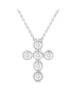 Velour Juno 6 Stone Bezel Cross Diamond Fashion Pendant