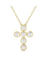 Nimbus Grandeur 6 Stone Bezel Cross Diamond Fashion Pendant