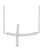 Serenade  Sideway Cross Petite Diamond Fashion Pendant