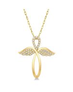 Aeravine Angel Wing Diamond Cross Pendant in 10K Yellow Gold