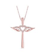 Brisa Zenith Angel Wings Heart Shape & Cross Diamond Fashion Pendant