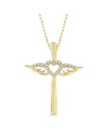 Jasper Thorn Angel Wings Heart Shape & Cross Diamond Fashion Pendant